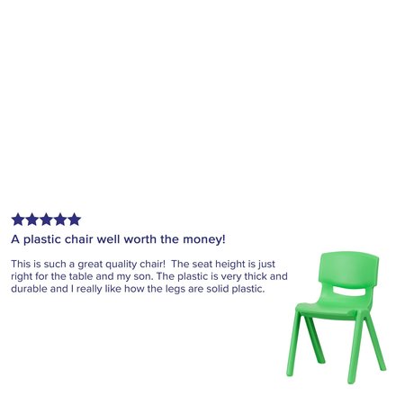 Flash Furniture Green Plastic Stackable School Chair with 13.25'' Seat Height, PK4 4-YU-YCX4-004-GREEN-GG